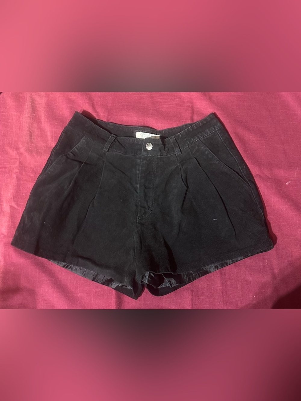 IRO Black High-Waist Suede Pleated Shorts
